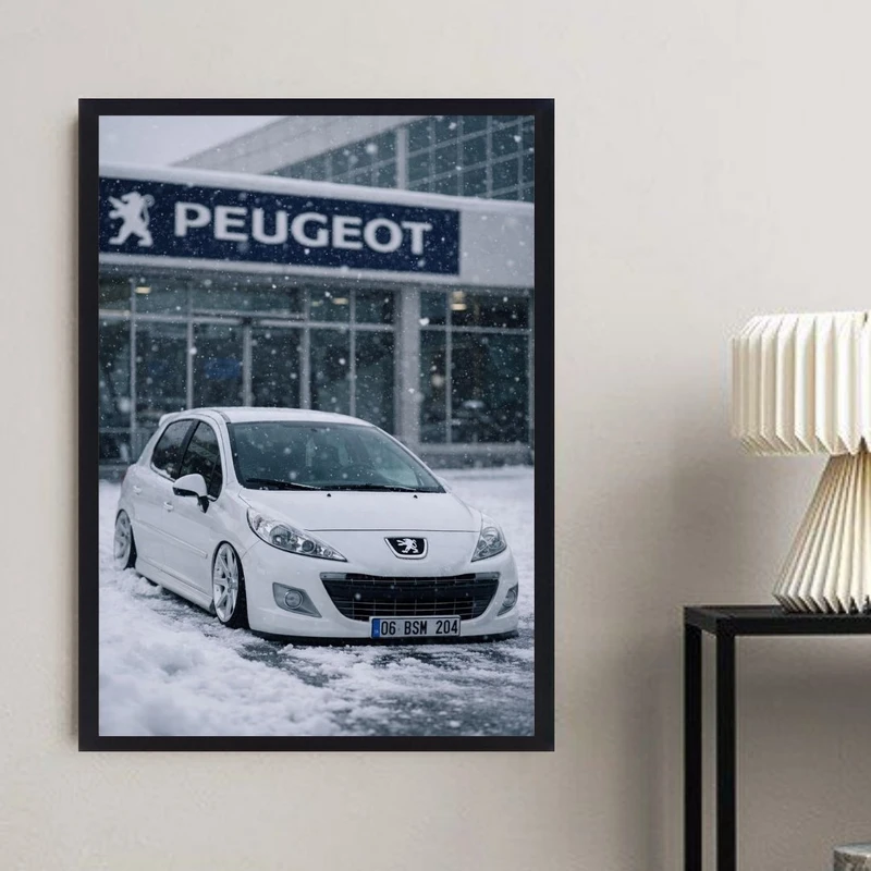 تابلو نوری طرح ماشین مدل پژو 207 فریم مشکی