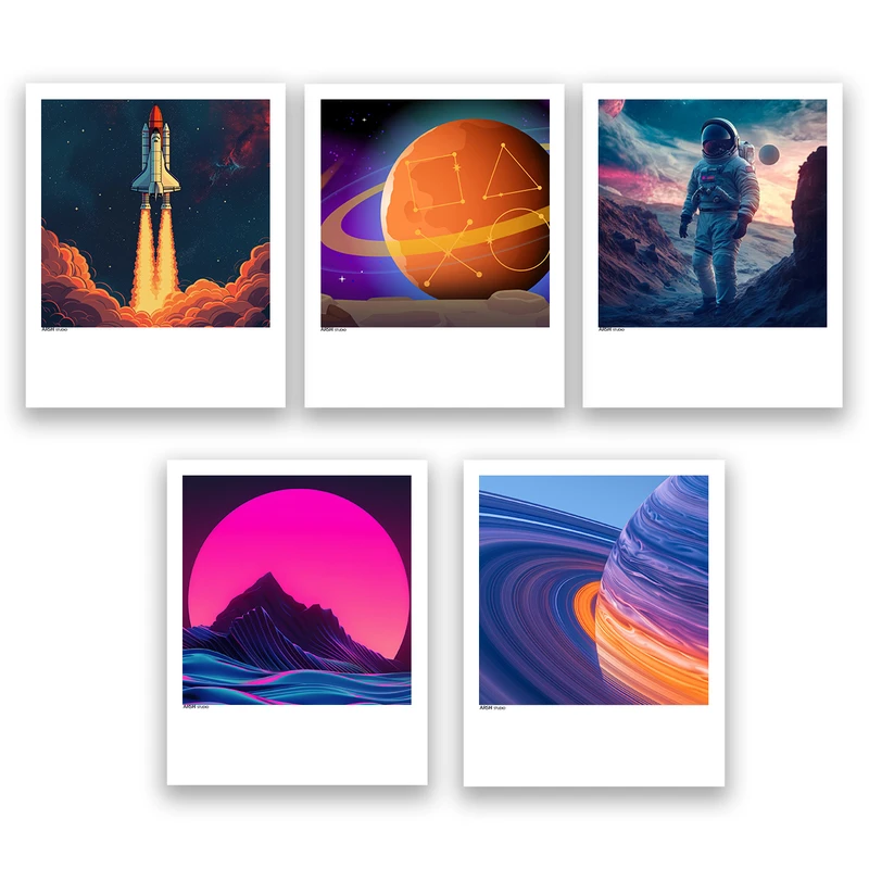 آویز تزیینی عرش مدل فانتزی فضا و کهکشان کد Asa1127 مجموعه پنج عددی