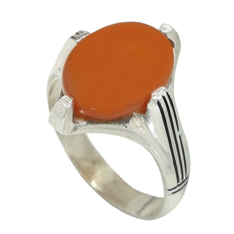 انگشتر نقره مردانه مدل نگین عقیق یمن کد 46