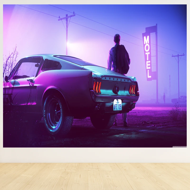 تابلو شاسی مدل بک لایت نئونی گیمینگ موستانگ کلاسیک 1183