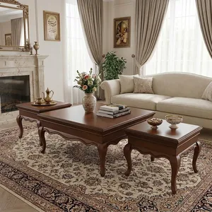 میز پذیرایی طرح راش ساده N200 مجموعه 3 عددی