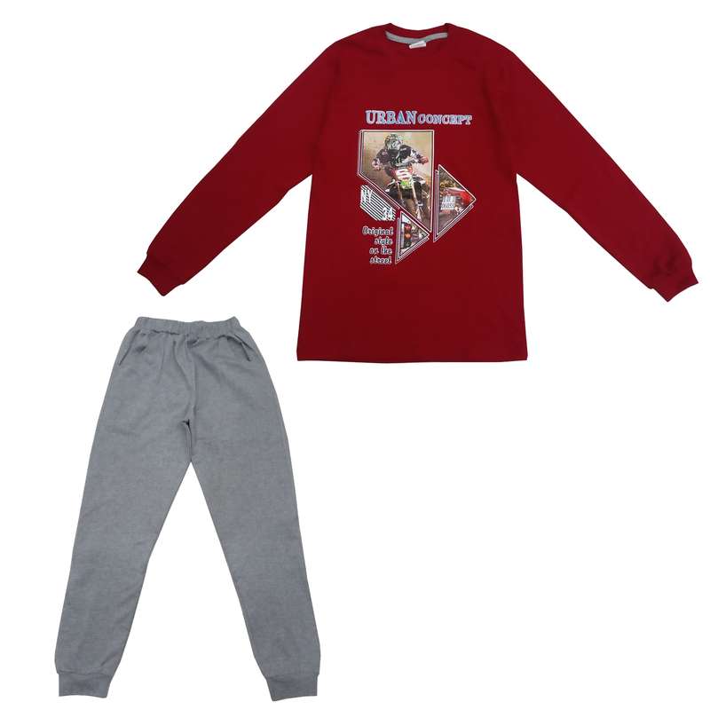 ست تیشرت و شلوار پسرانه مدل موتوری کد 848 رنگ قرمز