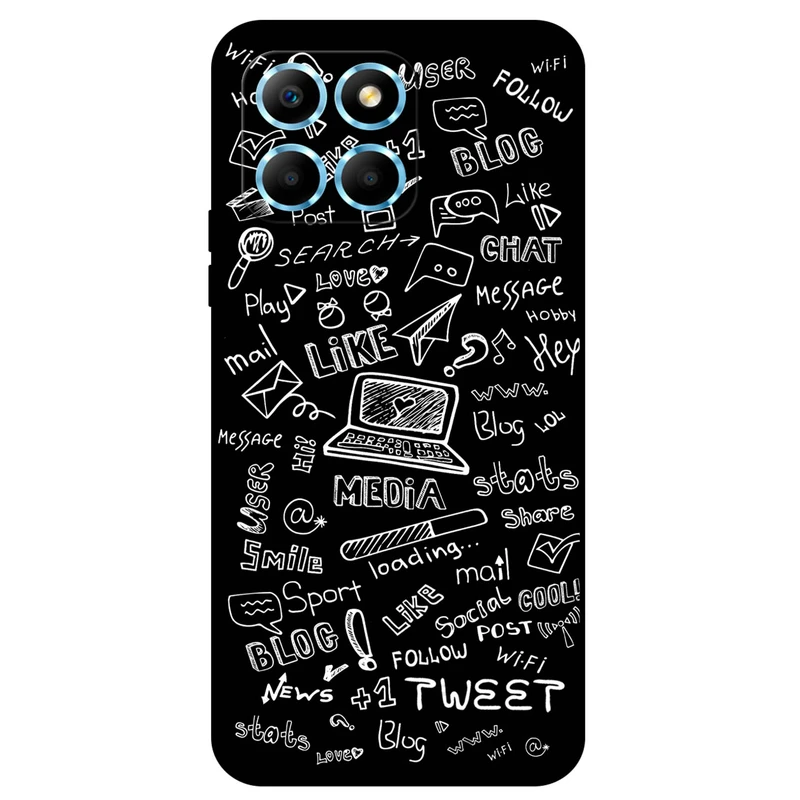 کاور مگافون طرح رسانه های اجتماعی مدل 1898 مناسب برای گوشی موبایل آنر X6 5G / X8 5G       