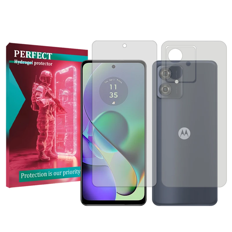 محافظ صفحه نمایش شفاف پرفکت مناسب برای گوشی موبایل موتورولا Moto G54 به همراه محافظ پشت گوشی 