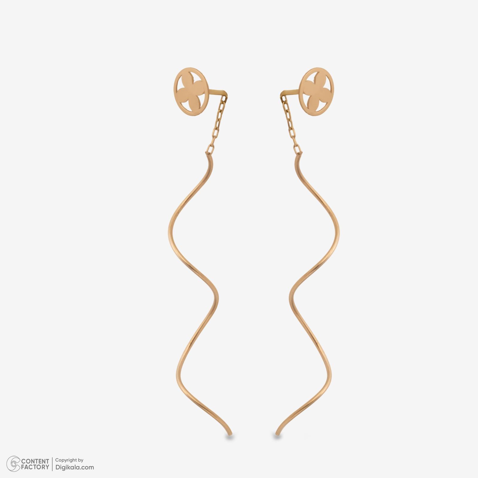 گوشواره آویز طلا 18 عیار زنانه حافا گلد مدل گل کد e009 -  - 4