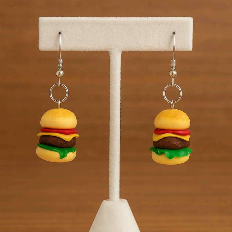 عکس شماره 2 : گوشواره دخترانه طرح برگر کد 01