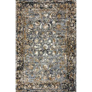 فرش ماشینی 420 شانه زمینه طوسی حاشیه مشکی مدل پتینه