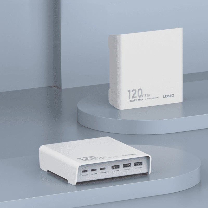 خرید و قیمت شارژر رومیزی 120وات الدینیو مدل HUB CHARGER Q605