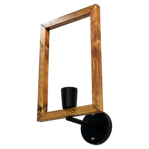 چراغ دیواری ای دی ام وود مدل چوبی مستطیل W-01b