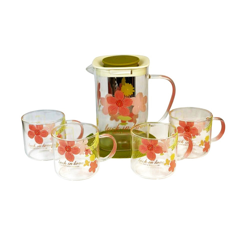 سرویس چای خوری 5 پارچه 4 نفره مدل فلاور FD01