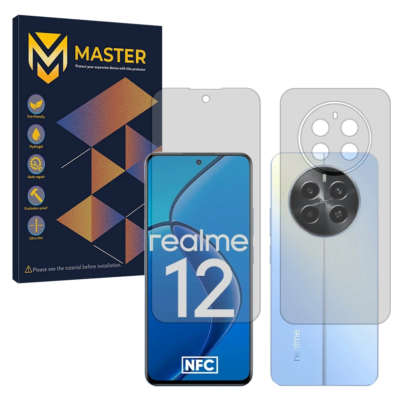 محافظ صفحه نمایش مات مستر مدل Resistant مناسب برای گوشی موبایل ریملی 12 4G به همراه محافظ پشت گوشی