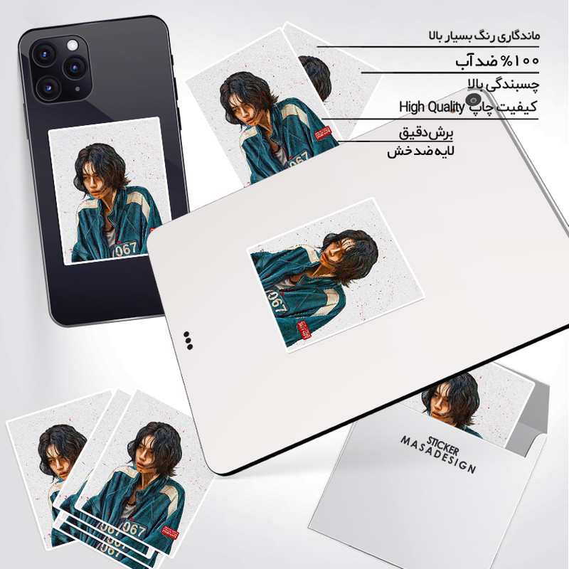 استیکر تزئینی موبایل و تبلت ماسا دیزاین طرح squid game مدل stkv0496
