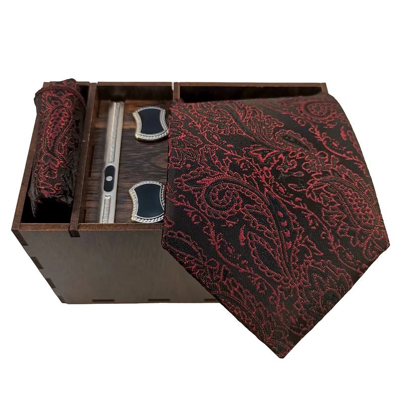 ست کراوات و دستمال جیب و دکمه سردست و گیره کراوات مردانه مدل 394