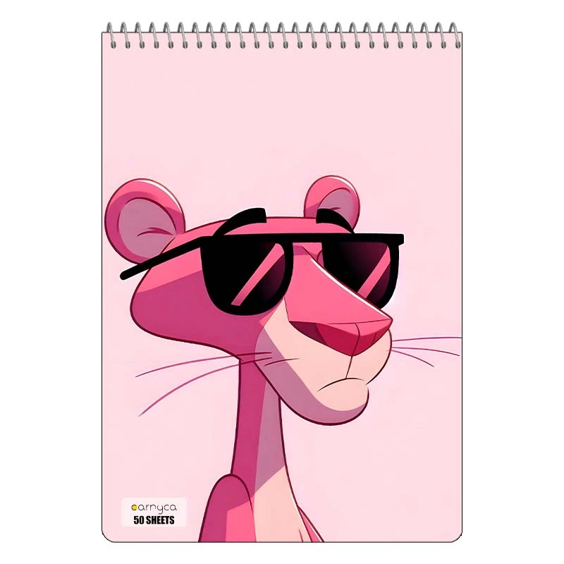 دفتر نقاشی 50 برگ سیمی کارنیکا طرح پلنگ صورتی pink panther کد 11163