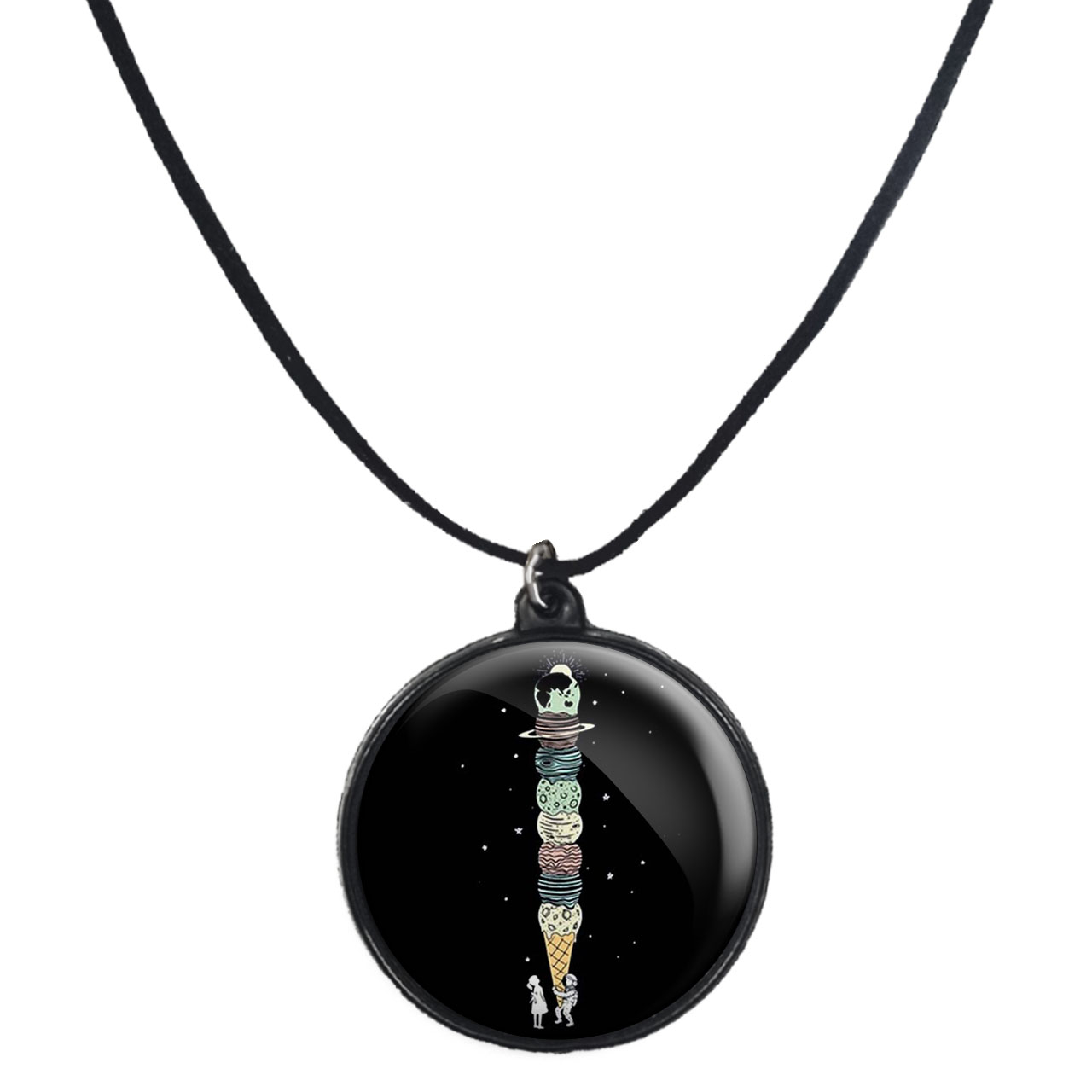 گردنبند پرمانه طرح فضانورد کد pmb.10381 مدل دو طرفه