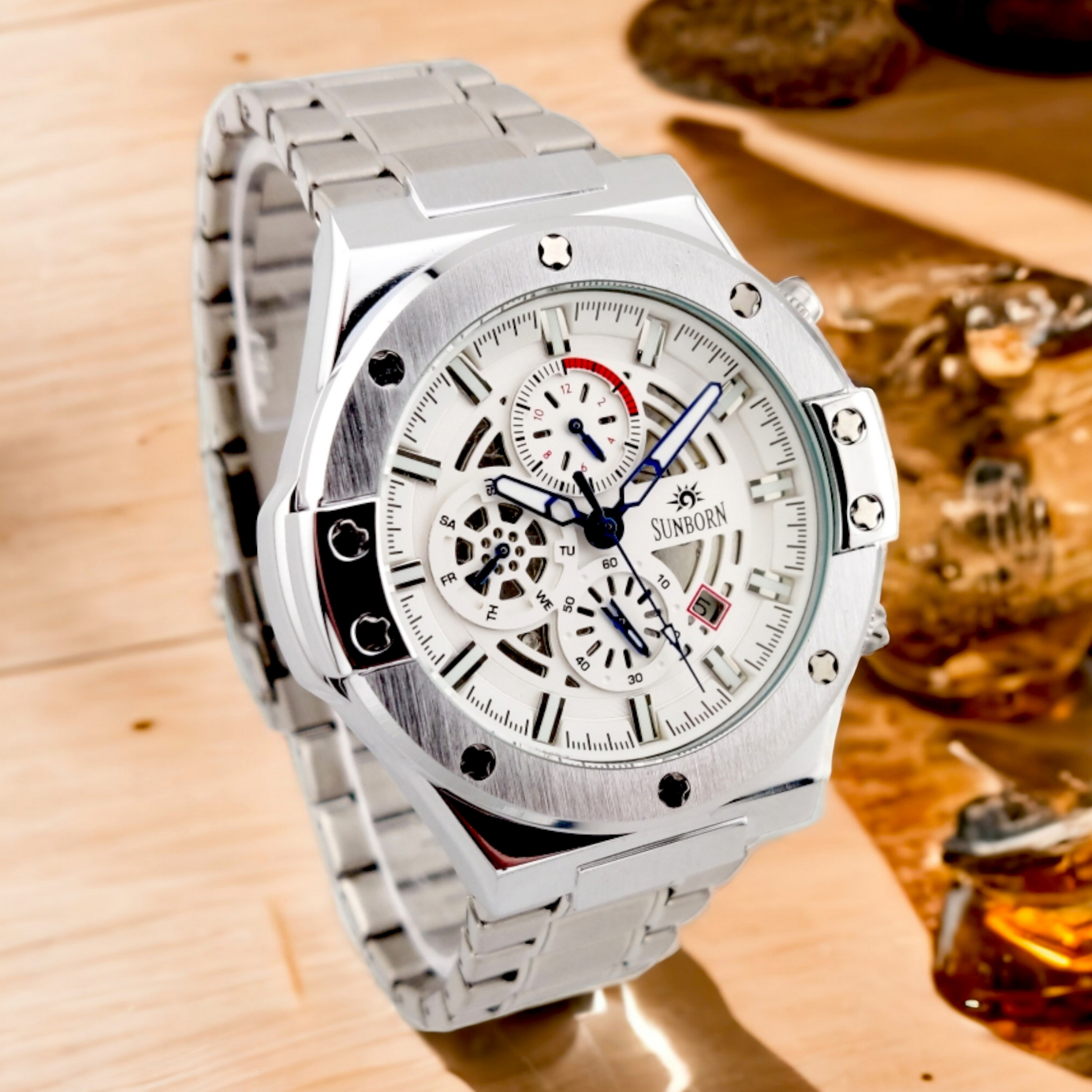 ساعت مچی عقربه‌ای مردانه سان بورن مدل اتوماتیک و کوکی فول تایم کد 54046