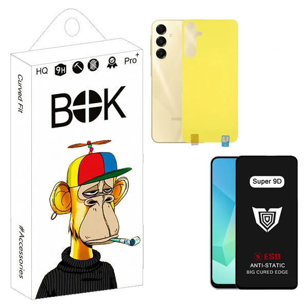 محافظ صفحه نمایش بوک مدل Super 9D Pro مناسب برای گوشی موبایل سامسونگ Galaxy A16 به همراه محافظ صفحه نمایش