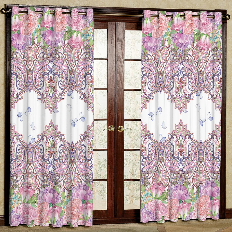 پرده مدل گل دار مخمل پانچی کد 432 سایز 140x280 سانتی متر