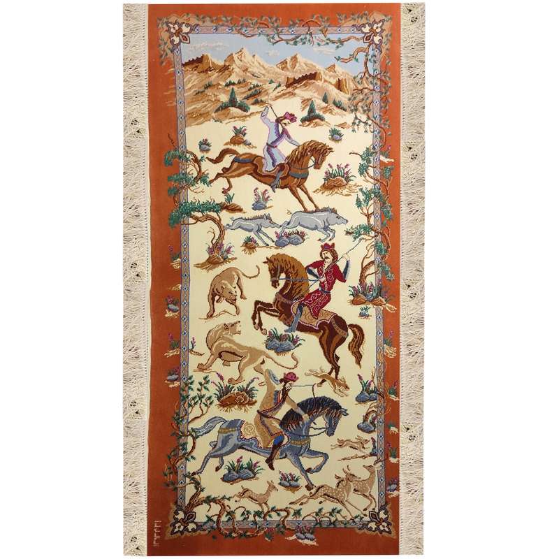 فرش دستبافت نیم متری طرح شکارگاه مدل MA