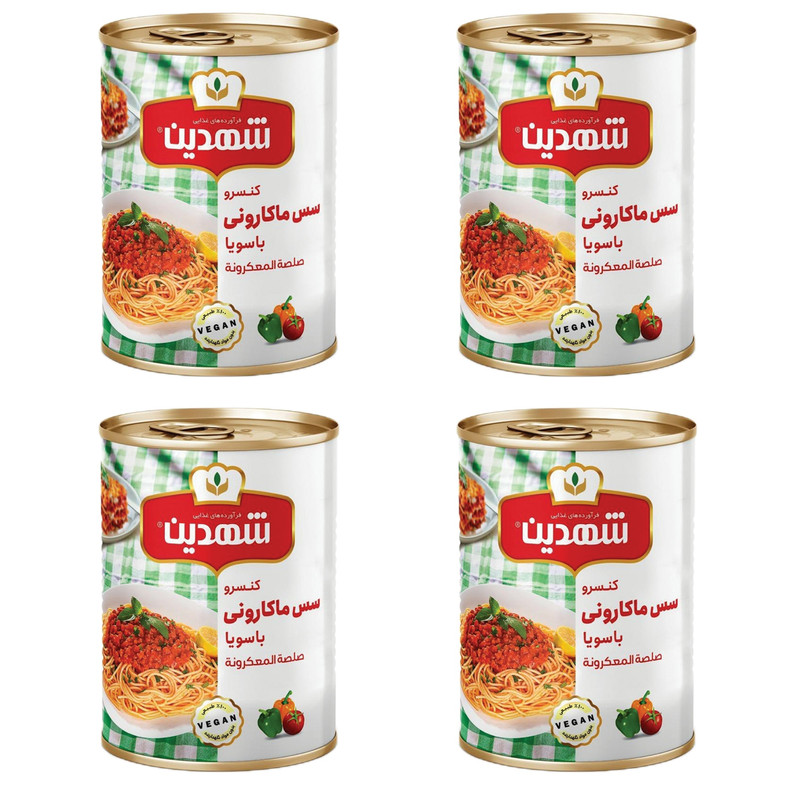  کنسرو سس ماکارونی با سویا شهدین - 370 گرم بسته 4 عددی