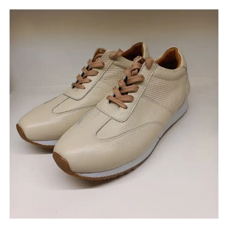 کفش روزمره زنانه سرزمین چرم کد 141808 رنگ کرم