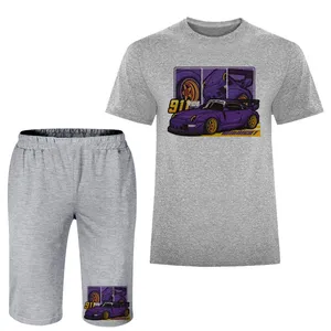 ست تی شرت آستین کوتاه و شلوارک راحتی مردانه مدل ماشین A273