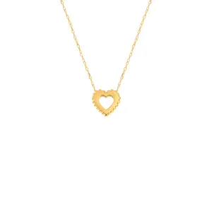 گردنبند طلا کم اجرت 18 عیار زنانه با زنجیر حلقه‌ای (فلامینگو) سایا گلد مدل قلب کد wn1549