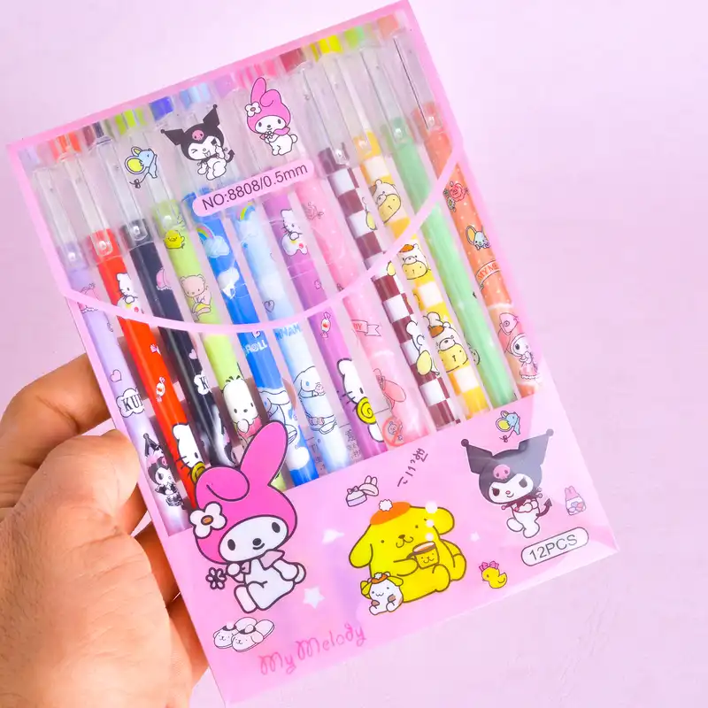 روان نویس مدل رنگی طرح کرومی و ملودی بسته 12 عددی