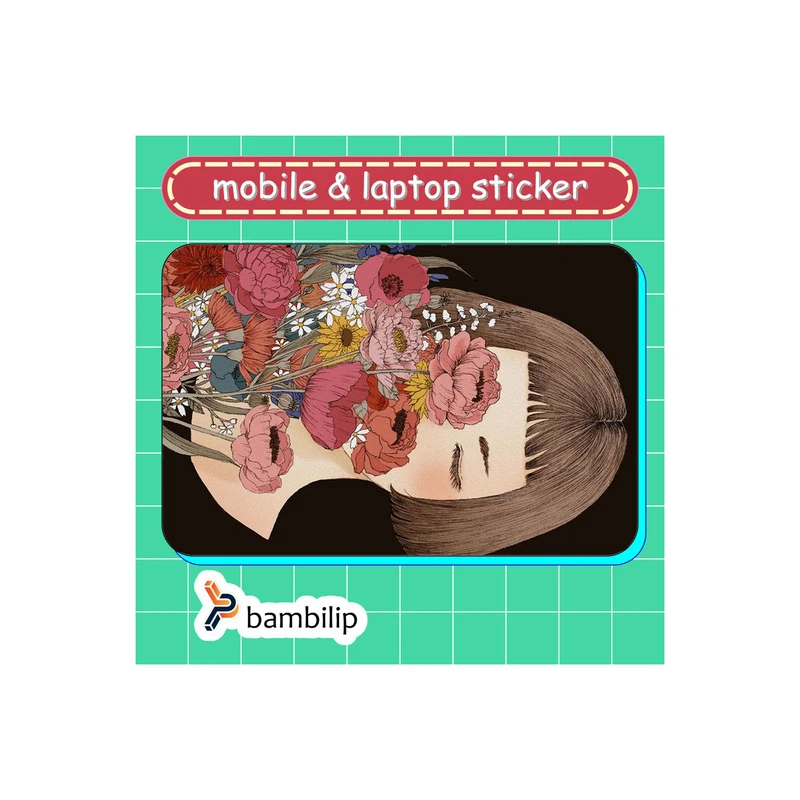 استیکر بامبیلیپ مدل کارت عابر طرح دختر و دسته گل  کد 7022878