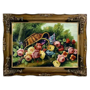 تابلو فرش ماشینی طرح سبد گل کد ۷۳۸۴