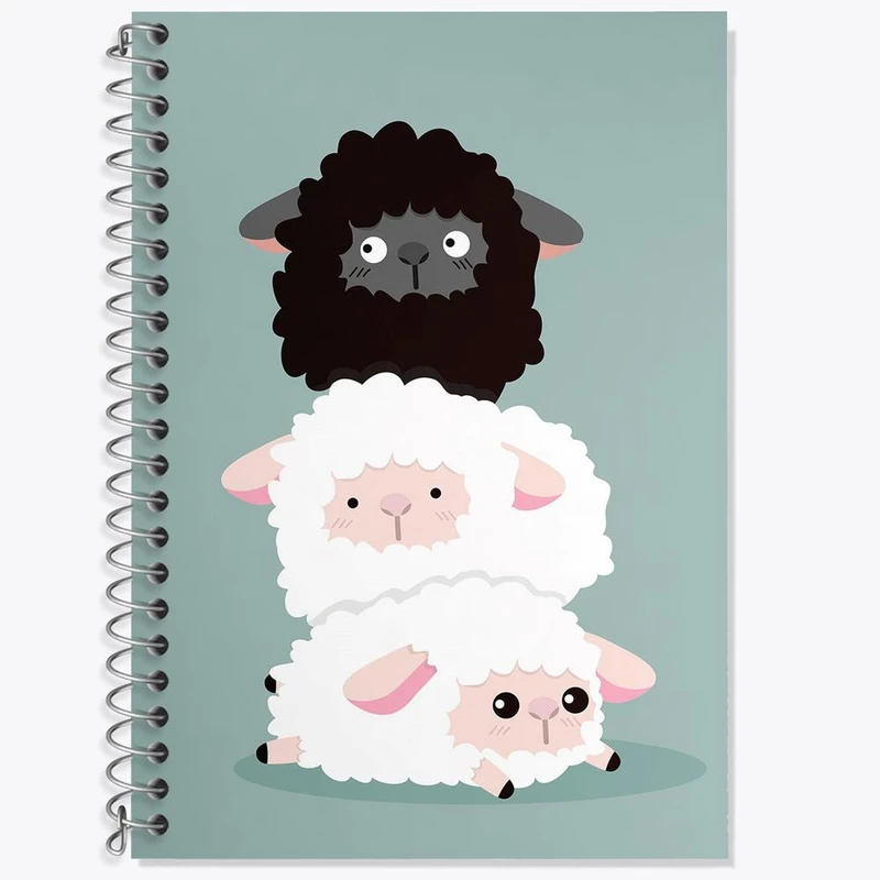 دفتر زبان 50 برگ خندالو مدل دو خط طرح گوسفند بامزه کد 29358