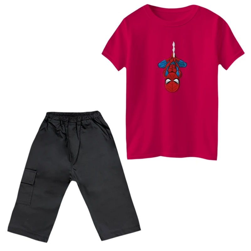 ست تی‌شرت و شلوارک پسرانه مدل مردعنکبوتی کد 3