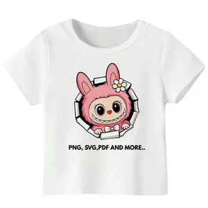 تی‌شرت آستین کوتاه دخترانه مدل LABUBU A32