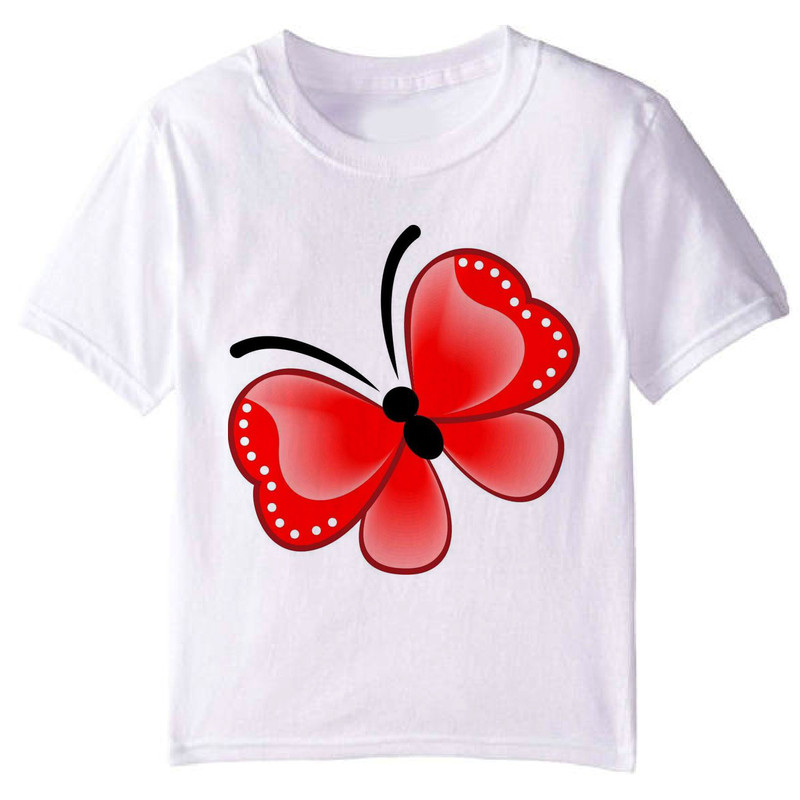 تی شرت آستین کوتاه دخترانه مدل پروانه F20
