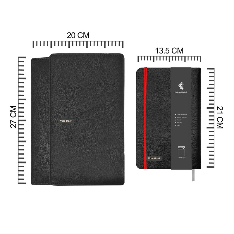 دفتریادداشت 160 برگ پدیده نقش مدل سه لتی چرمی به همراه روان نویس