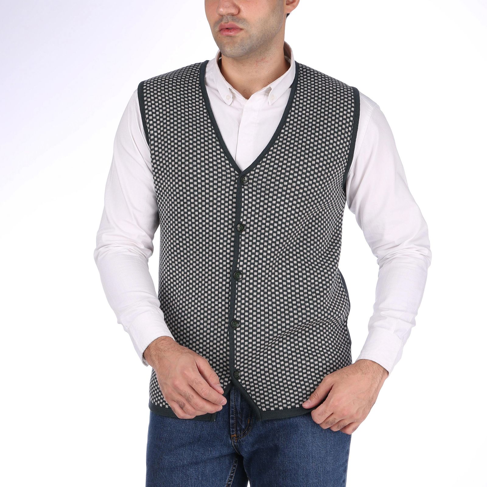 ژیله مردانه تریکو پاییزان مدل J800 رنگ سبز -  - 1