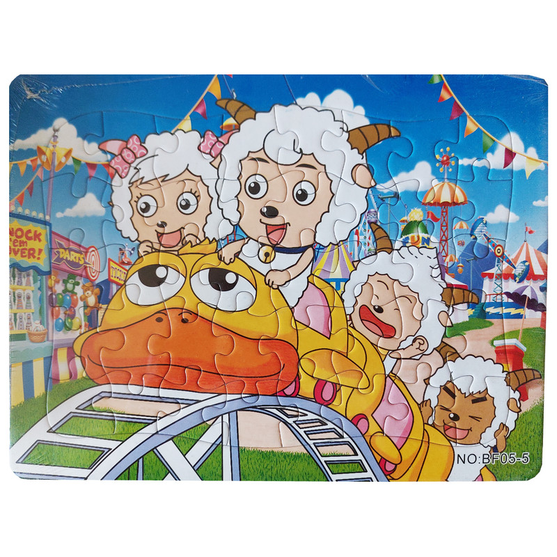 پازل 40 تکه مدل مقوایی طرح بره ها در شهر بازی