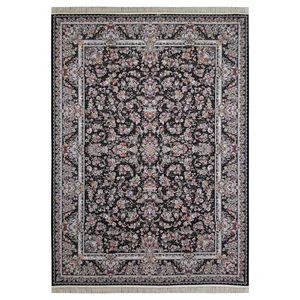 فرش ماشینی 1500 شانه فرش مشهد زمینه مشکی حاشیه مشکی مدل 815052