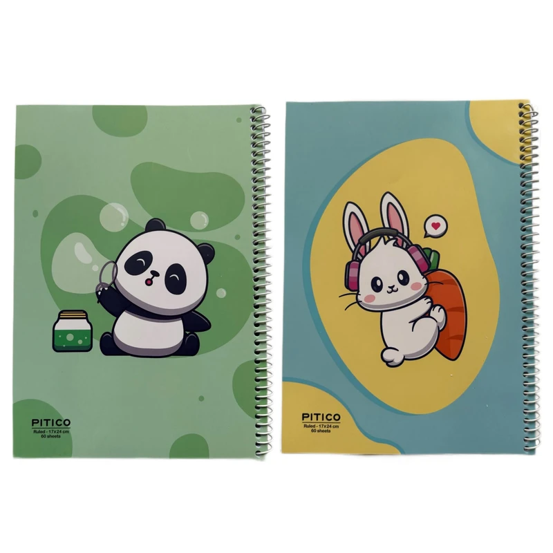 دفتر مشق 60 برگ پیتیکو مدل کیوت مجموعه 2 عددی