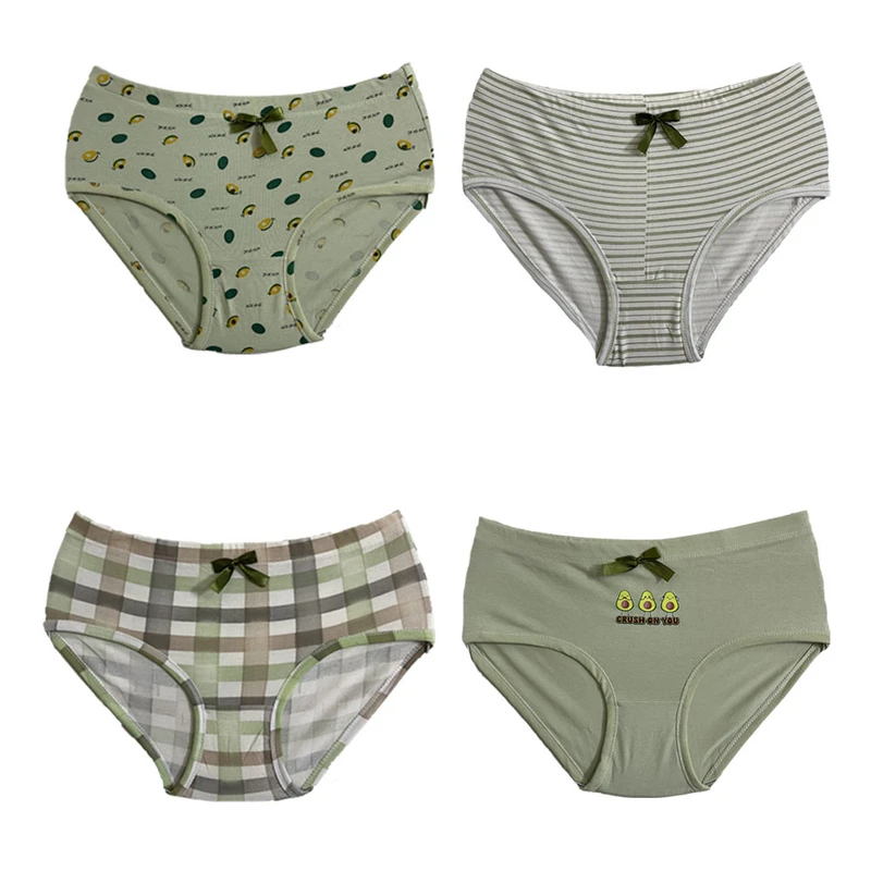 شورت زنانه مدل نخ پنبه آووکادو بسته 4 عددی