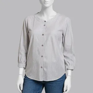 شومیز آستین بلند یقه گرد زنانه مدل الماس