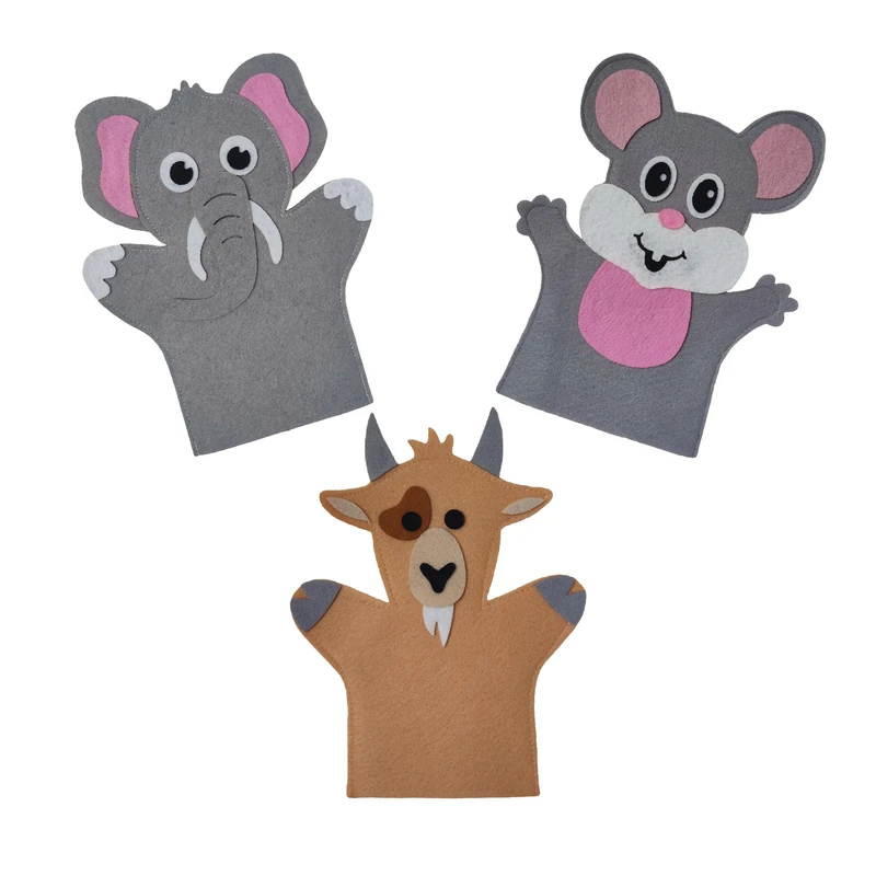 عروسک رهام پاپالو مدل دستی طرح حیوانات مجموعه 3 عددی کد 02