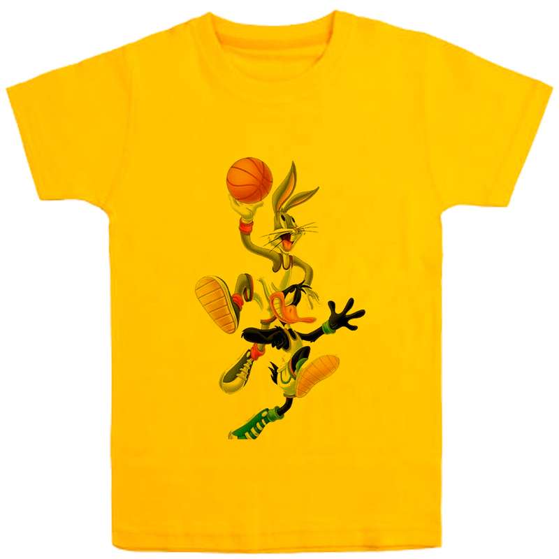 تی شرت آستین کوتاه دخترانه مدل خرگوش واردک D170 رنگ زرد