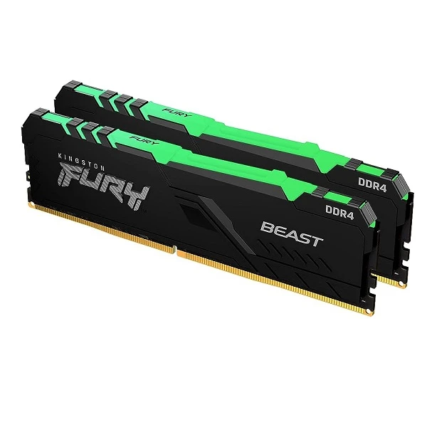 رم کامپیوتر DDR4 دو کاناله 3200 مگاهرتز CL16 کینگستون مدل FURY Beast ظرفیت 16 گیگابایت