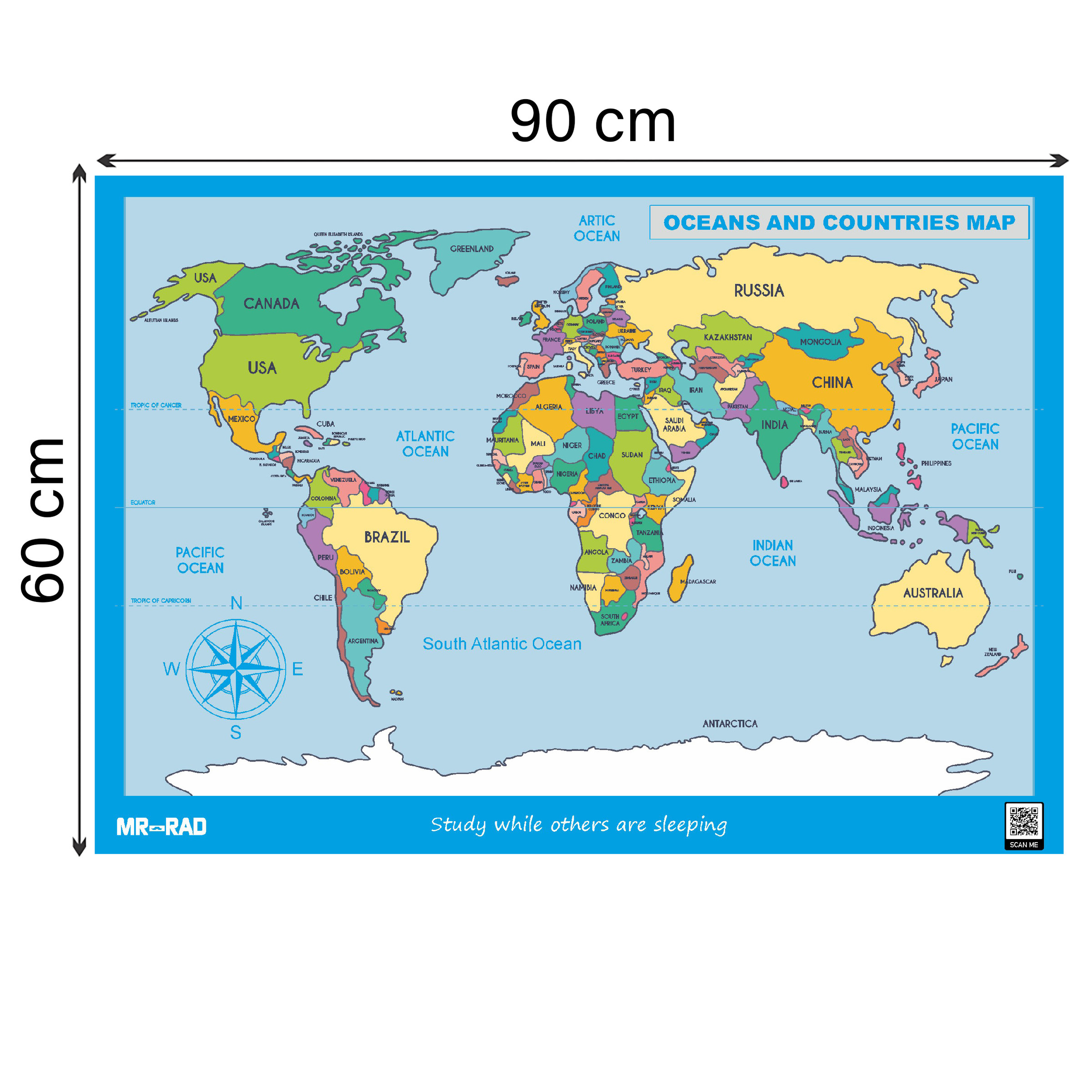پوستر آموزشی مستر راد طرح اقیانوس ها و کشورها مدل M9060