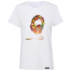 تی شرت آستین کوتاه زنانه 27 مدل Watercolor Headphones کد MH954