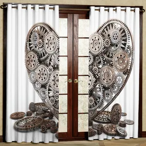 پرده مدل قلب چرخ دنده ای هازان پانچی کد 2176 سایز 140x200 سانتی متر