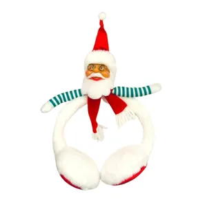 گوش گیر زمستانی دخترانه مدل تاشو طرح بابانوئل 