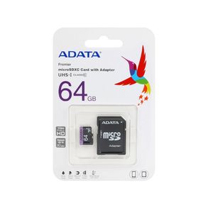 کارت حافظه‌ microSDXC ای دیتا مدل Premier کلاس 10 استاندارد UHS-I U1 سرعت 80MBps ظرفیت 64 گیگابایت به همراه آداپتور...