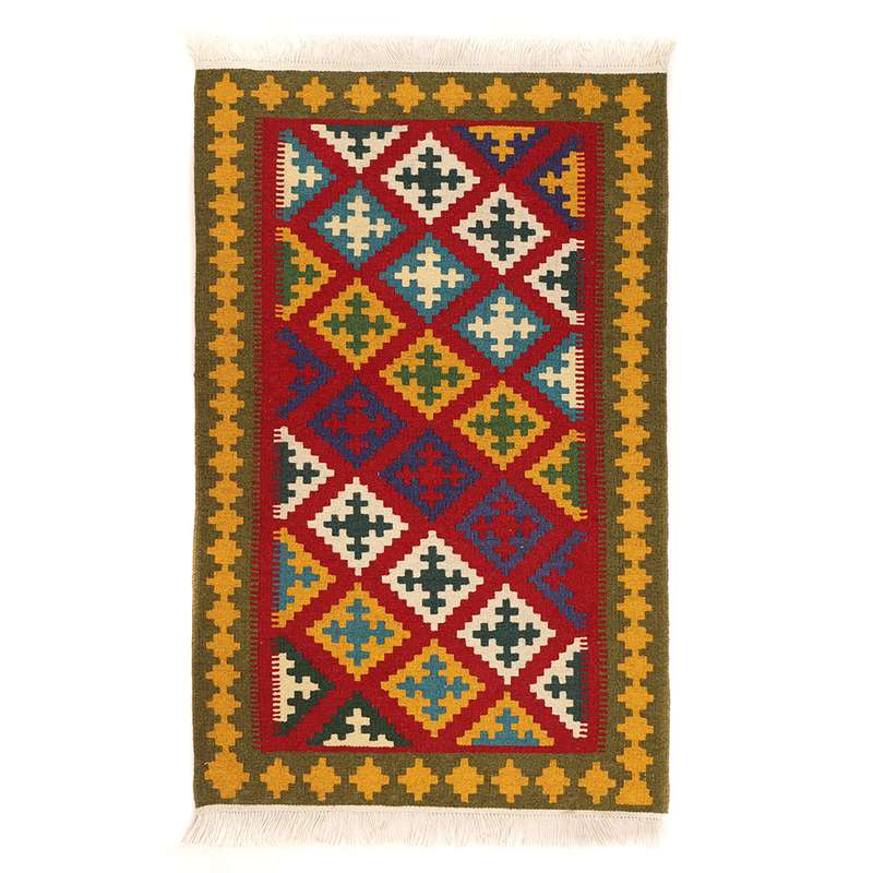 گلیم دستبافت یک متری طرح قشقایی کد140654